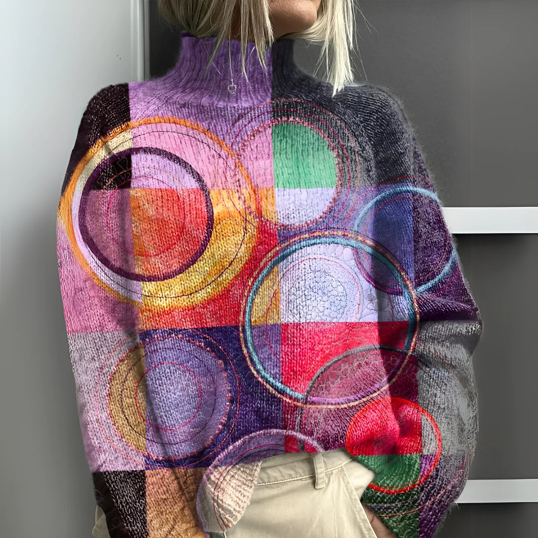 Ana - Suéter de cuello alto con colorblock