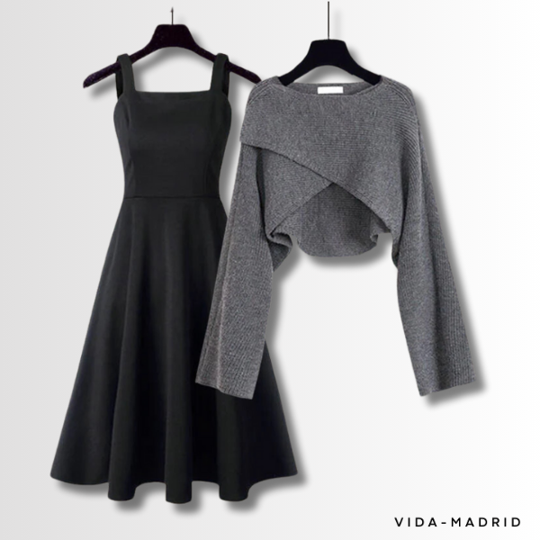 LENI - Conjunto de vestido de punto elegante