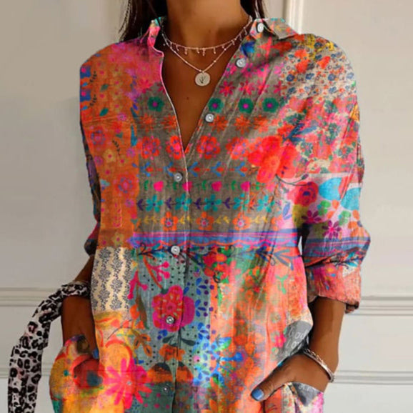 Rina™ | CAMISA ELEGANTE CON ESTAMPADO FLORAL