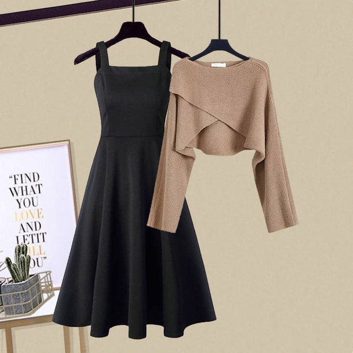 LENI - Conjunto de vestido de punto elegante