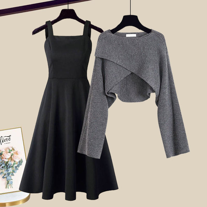 LENI - Conjunto de vestido de punto elegante