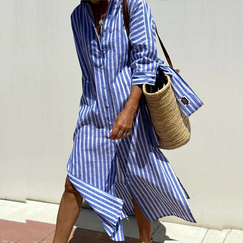 CRISTINA™ | VESTIDO CAMISA A RAYAS
