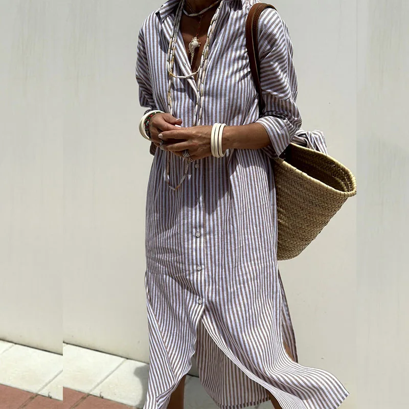 CRISTINA™ | VESTIDO CAMISA A RAYAS